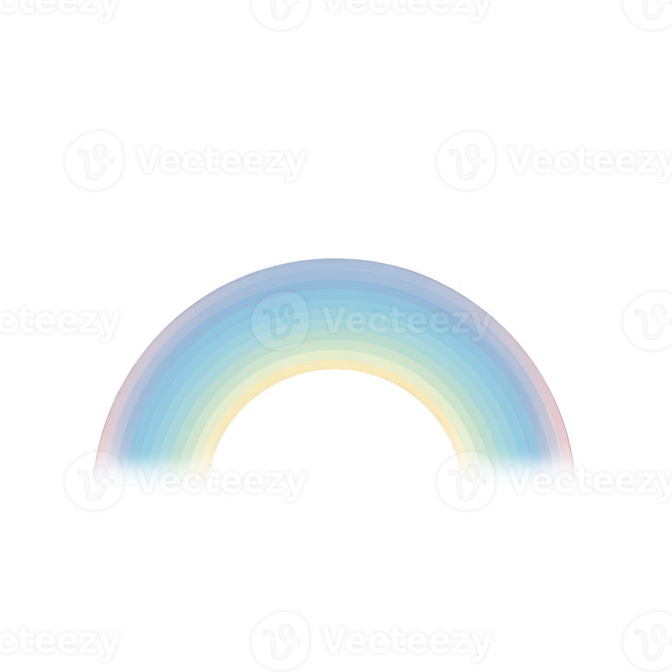 Soft, pastel colored rainbow arc set against plain background, creating serene and dreamy atmosphere. gentle gradient transitions through light blues, pinks, and yellows png