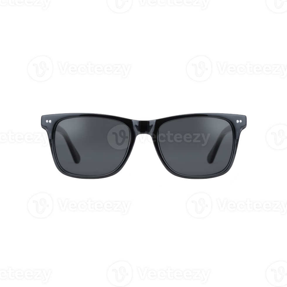 Sleek black sunglasses with classic square frame design, featuring dark lenses for stylish and modern look. Perfect for sunny days and outdoor activities png