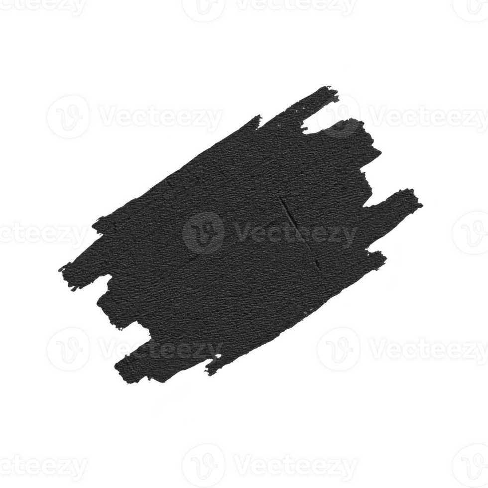 Textured black brushstroke on transparent background, resembling paint stroke or artistic mark, ideal for creative design projects png