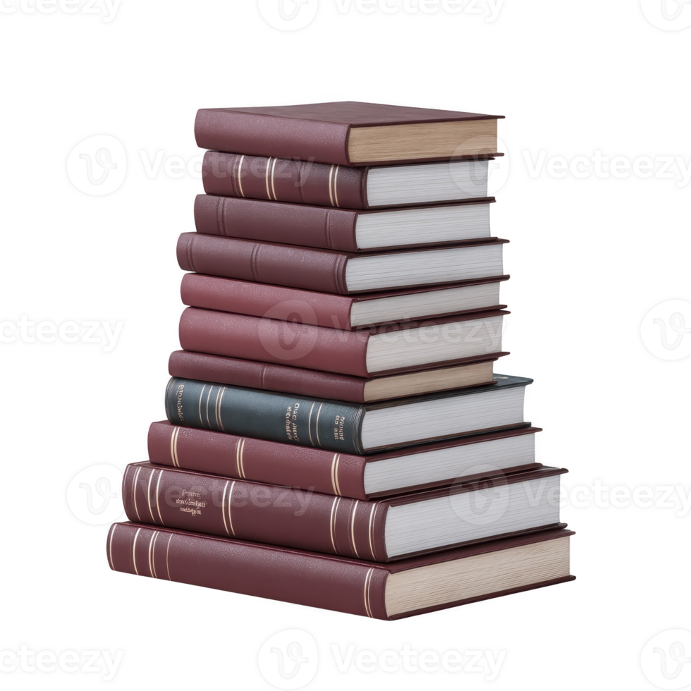 Stack of hardcover books with red and blue covers is neatly arranged, showcasing classic and organized appearance. books are stacked vertically, emphasizing their uniformity and elegance png
