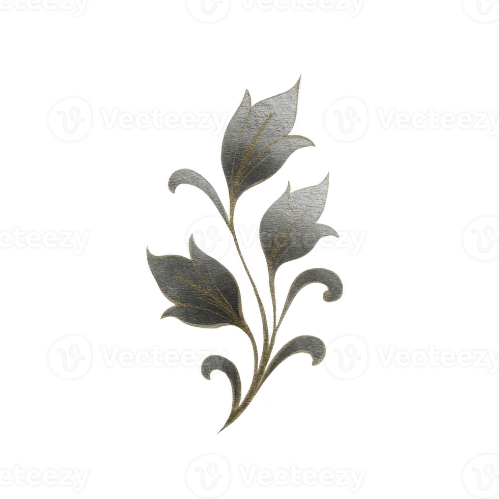 Delicate silver leaf design with intricate details and subtle metallic sheen, set against transparency background, creating elegant and sophisticated look png