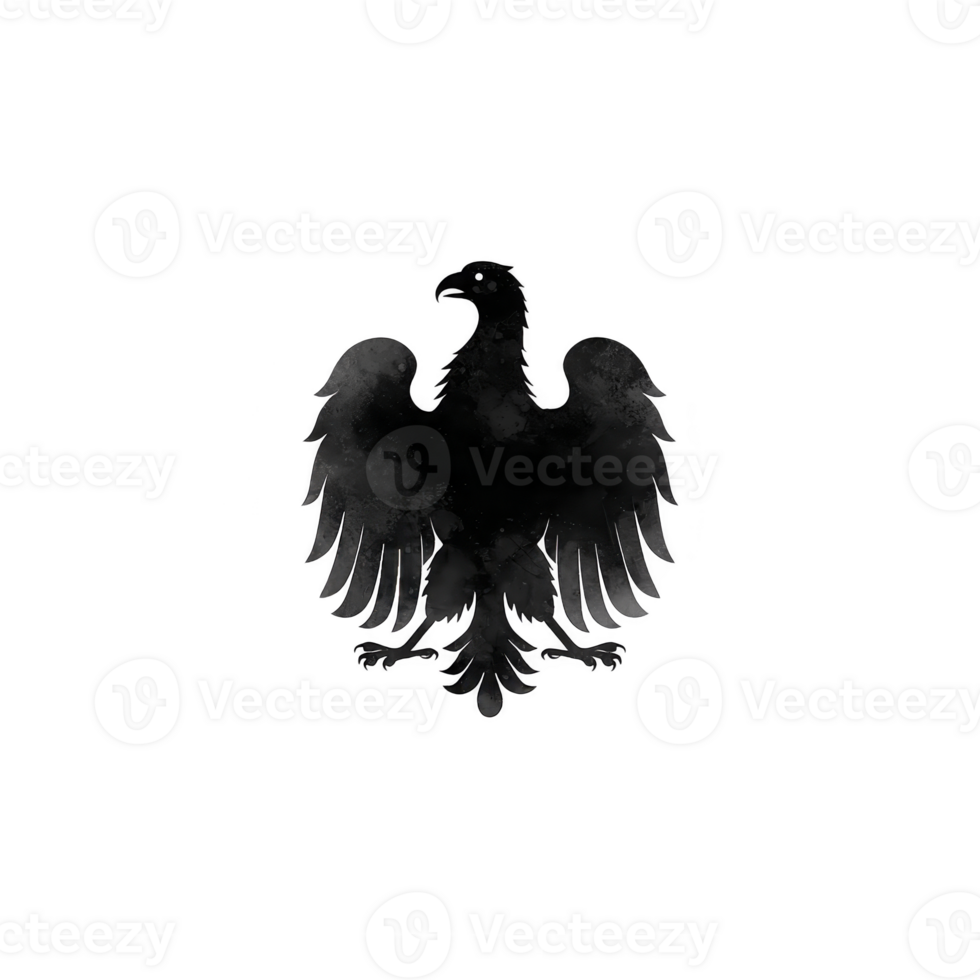 This features black silhouette of eagle with outstretched wings, symbolizing strength and freedom. design is simple yet powerful, set against transparent background.eagle silhouette png
