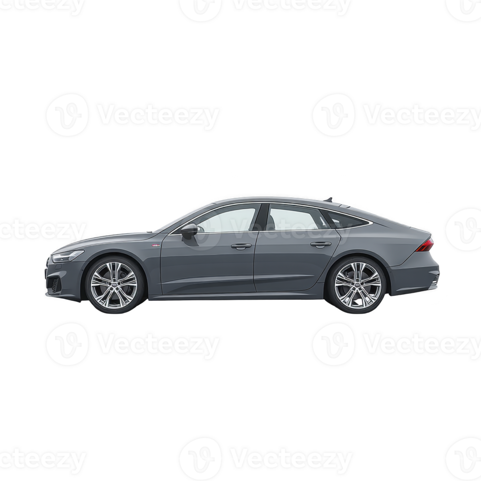 Sleek gray luxury sedan with modern design, featuring aerodynamic lines and stylish alloy wheels, perfect for sophisticated urban lifestyle png