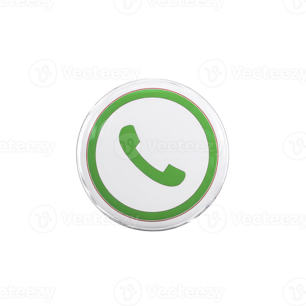 Green phone icon is centered on white circular background, symbolizing communication and connectivity. design is simple and modern, often associated with messaging or calling applications png
