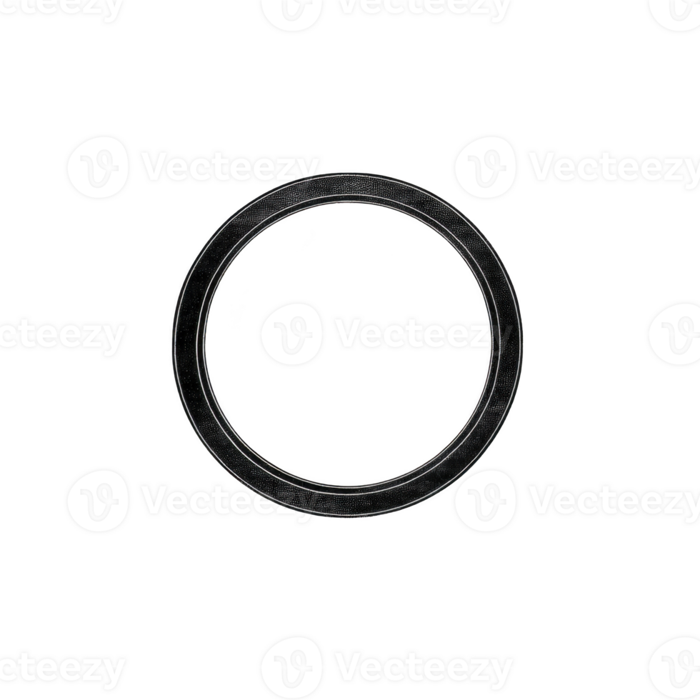 Simple black circular ring with metallic finish, isolated on transparency background, perfect for design projects or as graphic element png