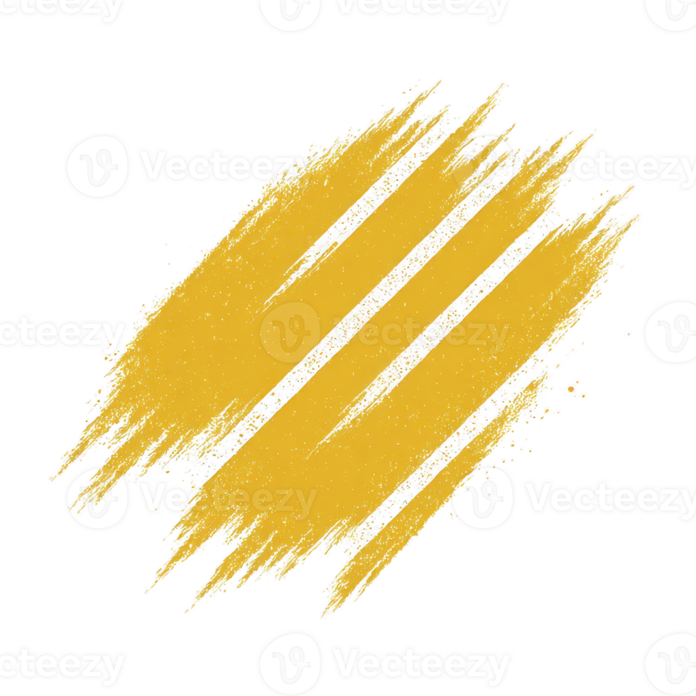 Vibrant yellow paint brush stroke on transparency background, creating dynamic and artistic effect. textured strokes add depth and energy to composition png