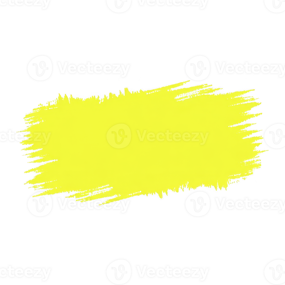 Bright yellow paint brush stroke on transparency background creates striking contrast, evoking creativity and energy. rough edges add dynamic and artistic feel to image png