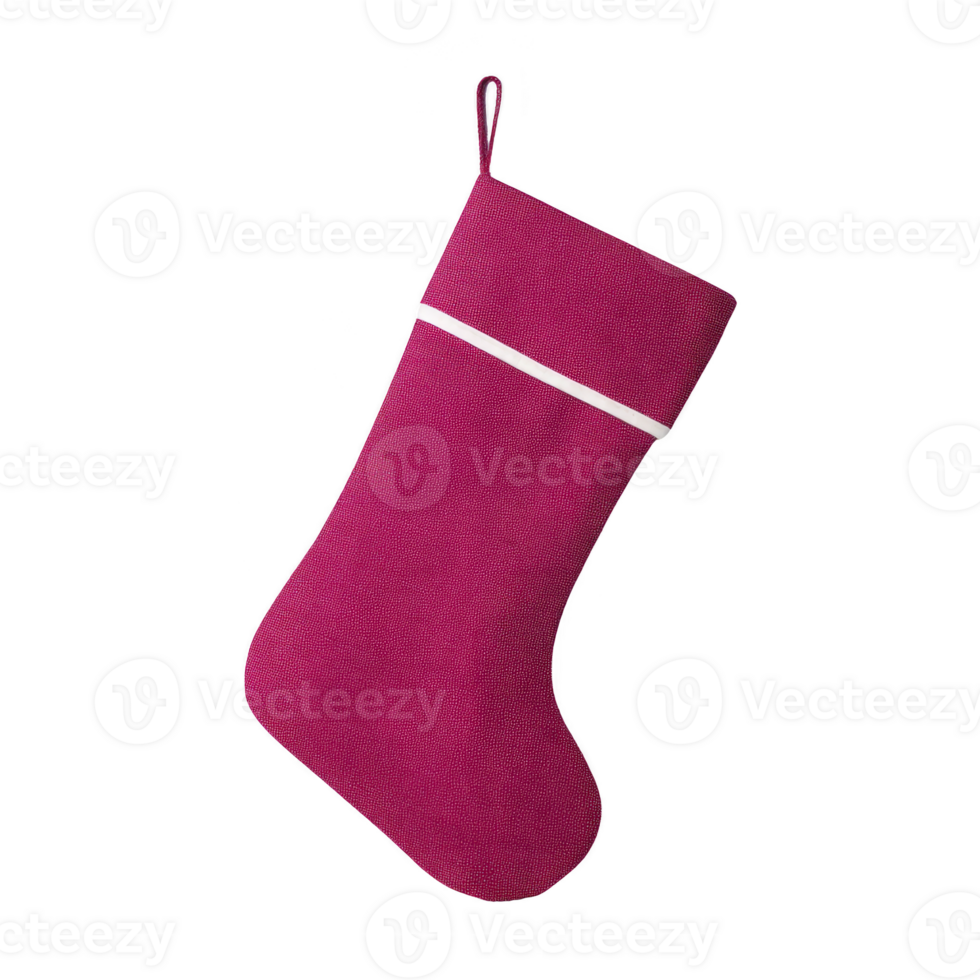 Vibrant pink Christmas stocking with white trim and hanging loop, perfect for holiday decorations and gift giving. stocking simple design adds festive touch to any setting png
