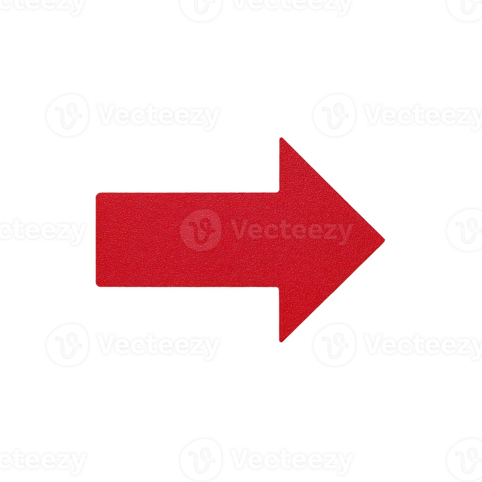 Bold red arrow pointing to right on transparency background, symbolizing direction and movement. arrow is simple and clear, often used in navigation or to indicate progress png