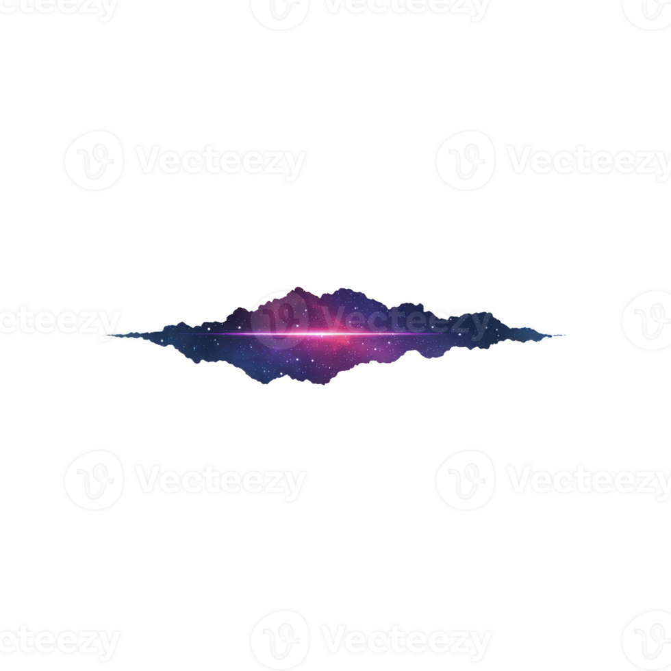Vibrant, abstract soundwave design with cosmic theme, featuring blend of purple, pink, and blue hues against transparency background, evoking sense of mystery and wonder png