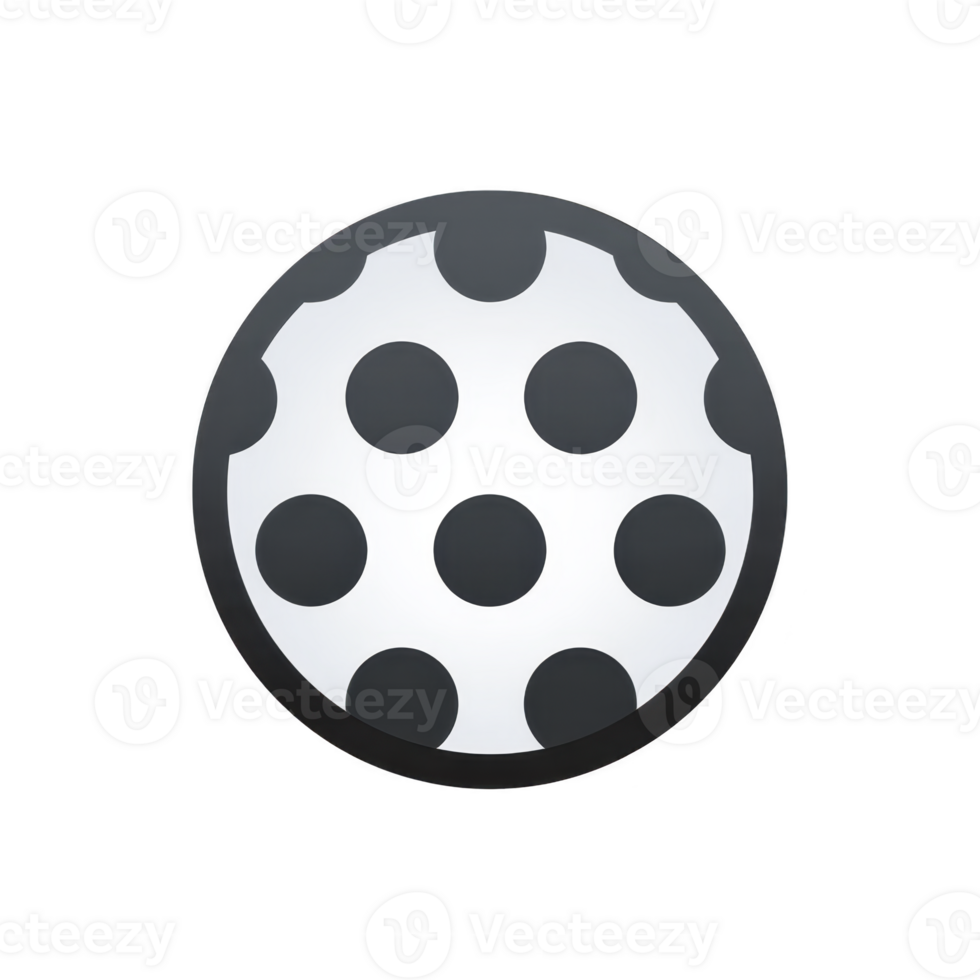 Round object with transparency background features pattern of evenly spaced black dots, creating simple and bold design. contrast between black and white adds striking visual effect png