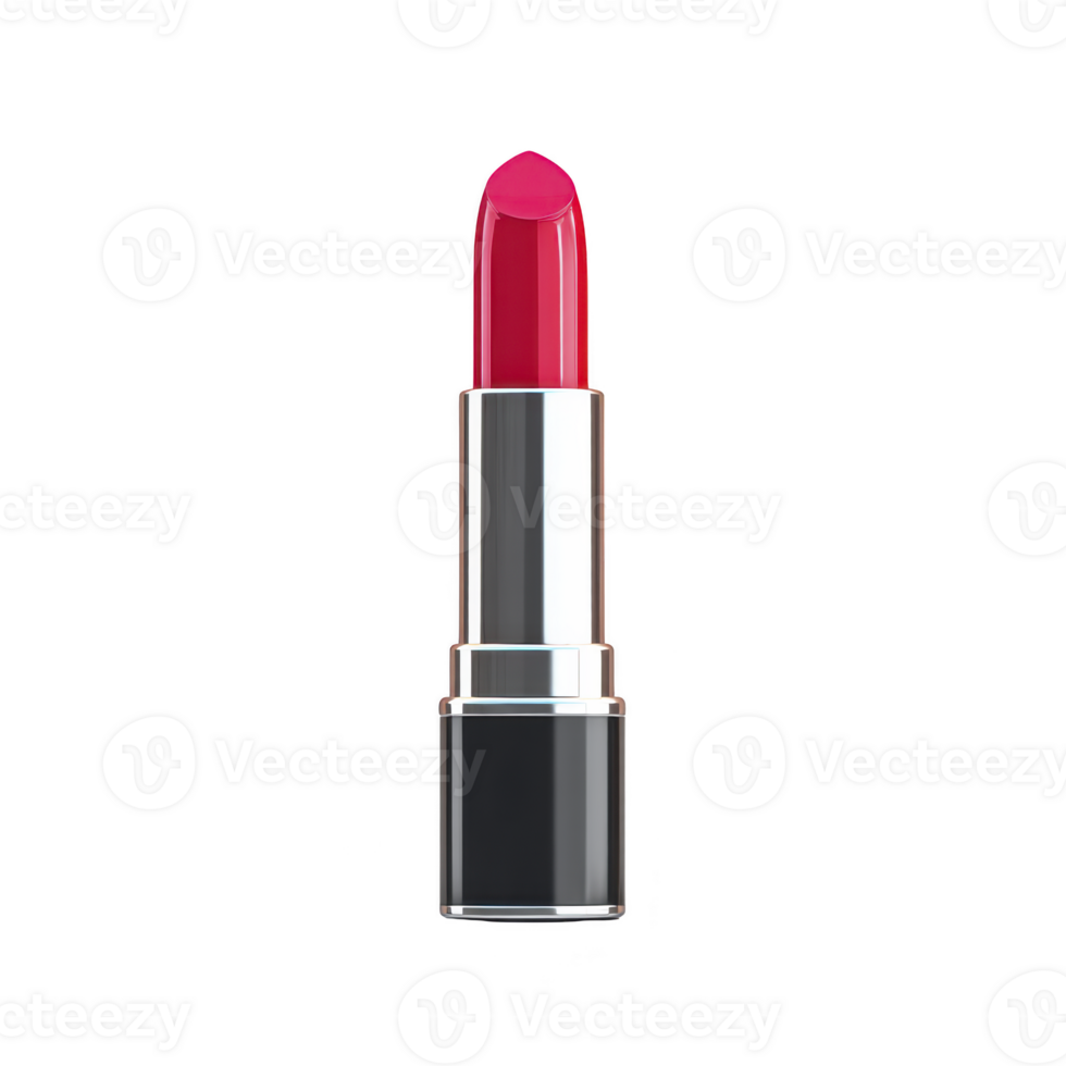 Vibrant red lipstick with sleek silver and black casing, perfect for adding bold touch to any makeup look. lipstick is shown against plain background, highlighting its rich color png