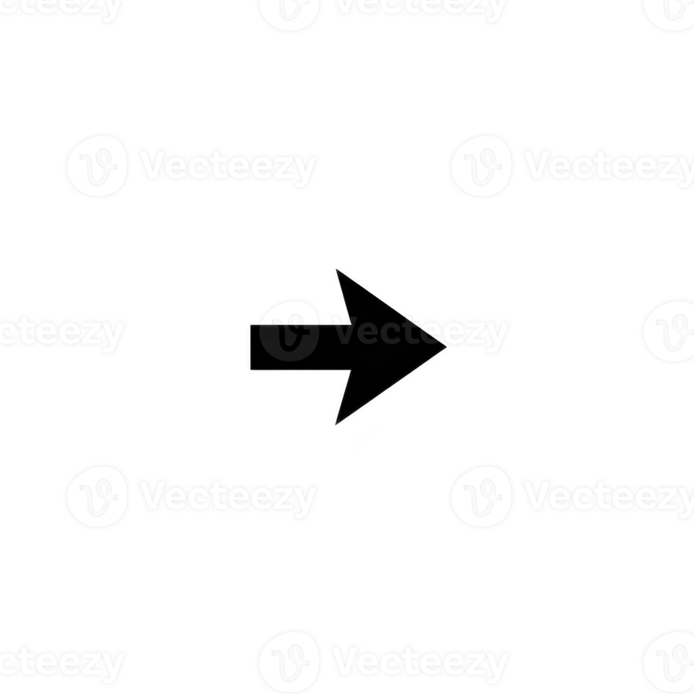 Simple black right pointing arrow icon on transparent background, often used for navigation or indicating direction. minimalist design makes it versatile for various applications png