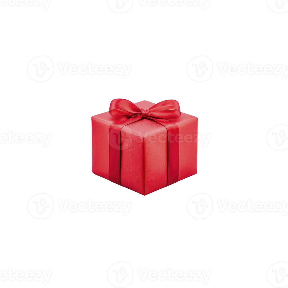 Vibrant red gift box with shiny ribbon and bow, perfect for festive occasions and celebrations, conveying sense of joy and anticipation png