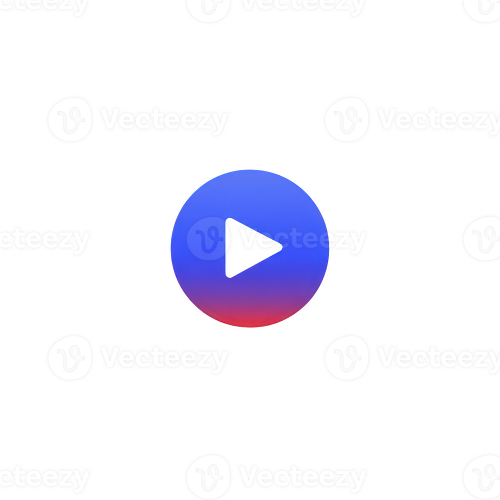 Blue and red gradient play button icon with triangular play symbol in center, set against transparent background. design is simple and modern png