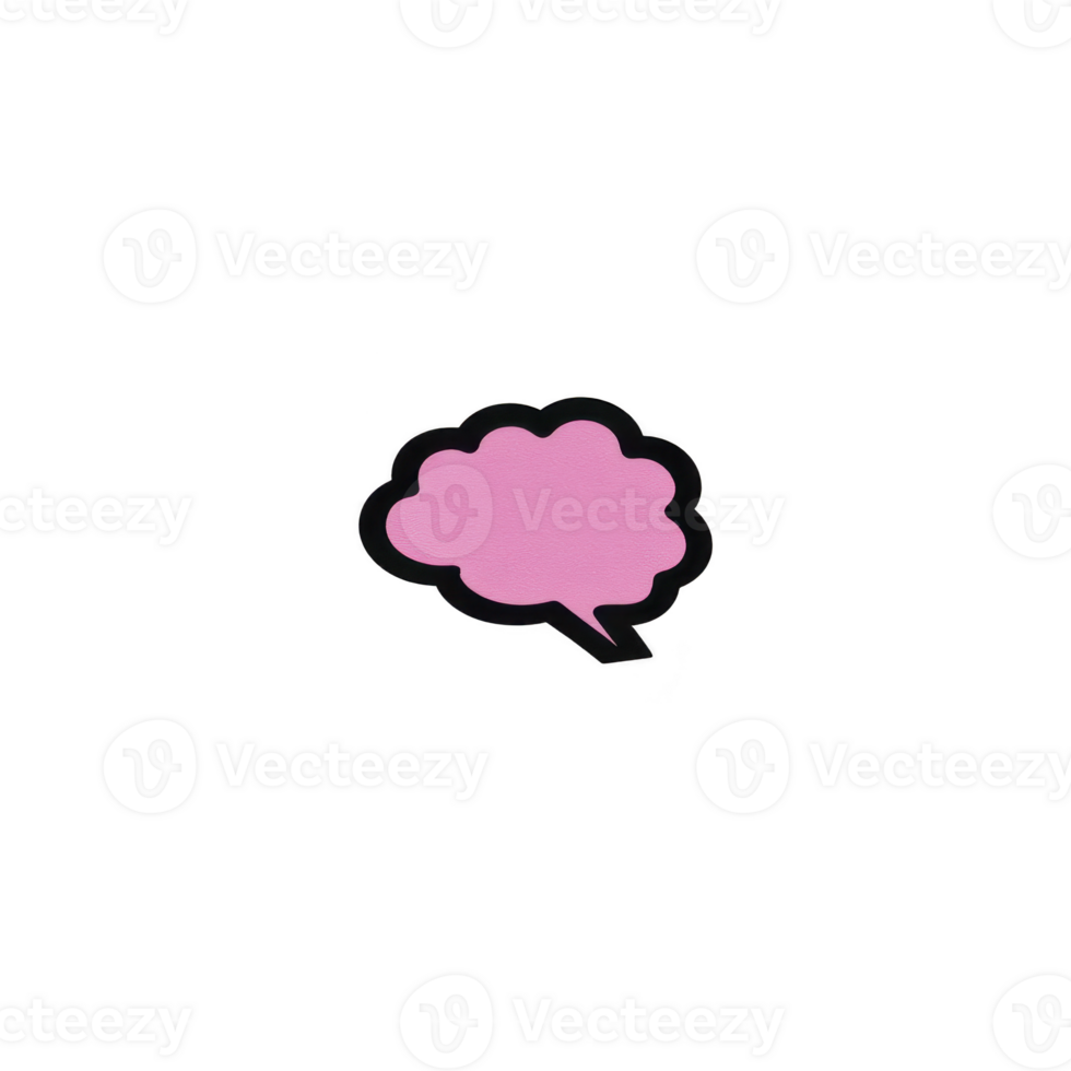 Pink speech bubble with black outline is centered on plain background, conveying sense of communication and expression png