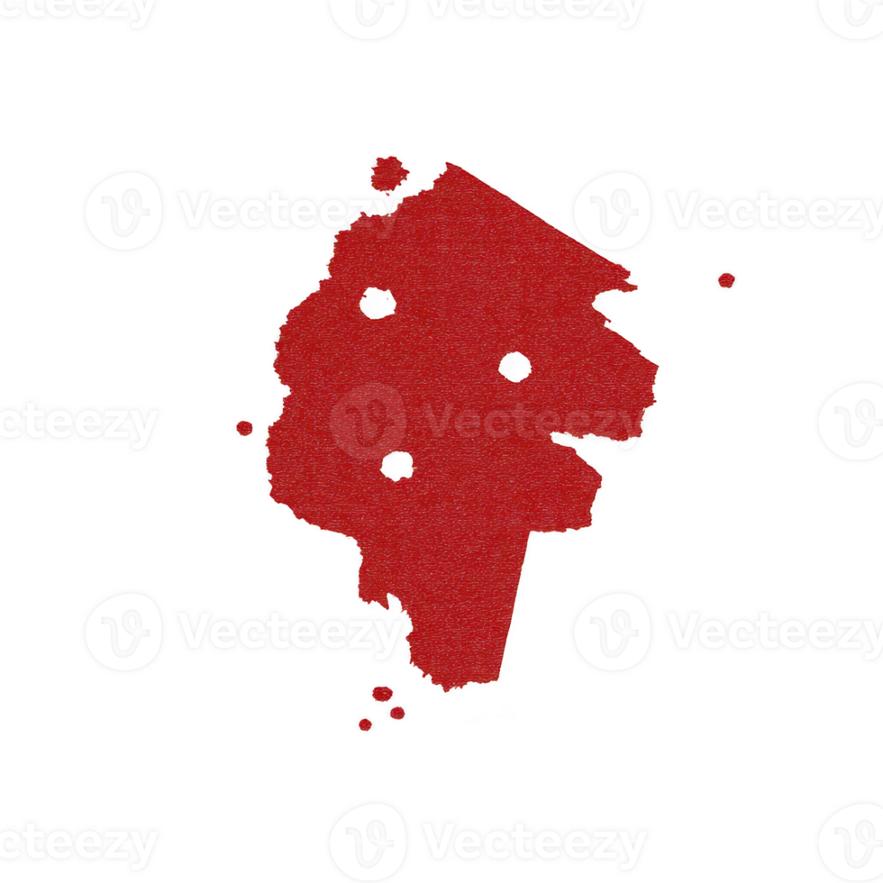 This features red splatter with irregular edges and several holes, resembling paint splatter or abstract art. background is transparent, highlighting vivid red color.Red splatter with holes png