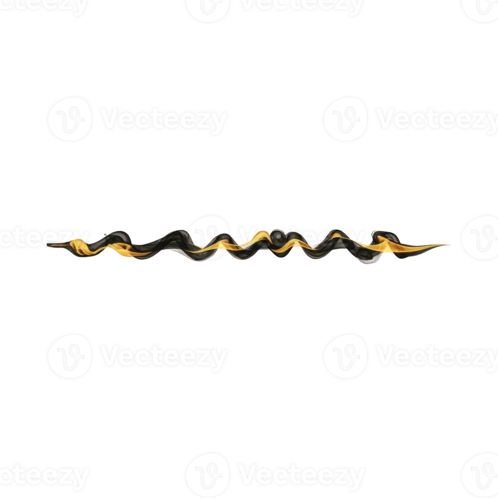 Wavy, abstract line with black and gold colors creates dynamic and artistic visual effect. design is fluid and modern, adding touch of elegance and creativity png
