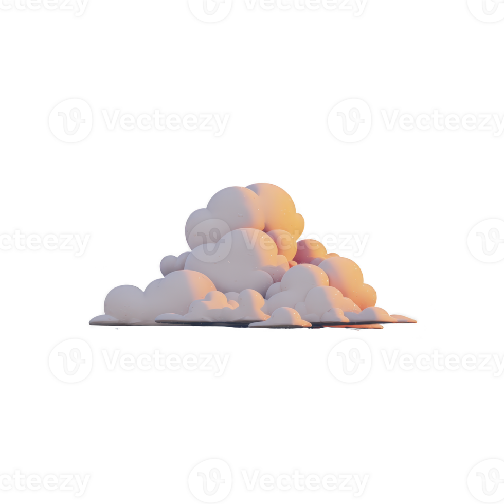 Fluffy cloud formation with soft, warm glow, resembling peaceful sunset. cloud appears to be floating against clear background, evoking sense of calm and tranquility png