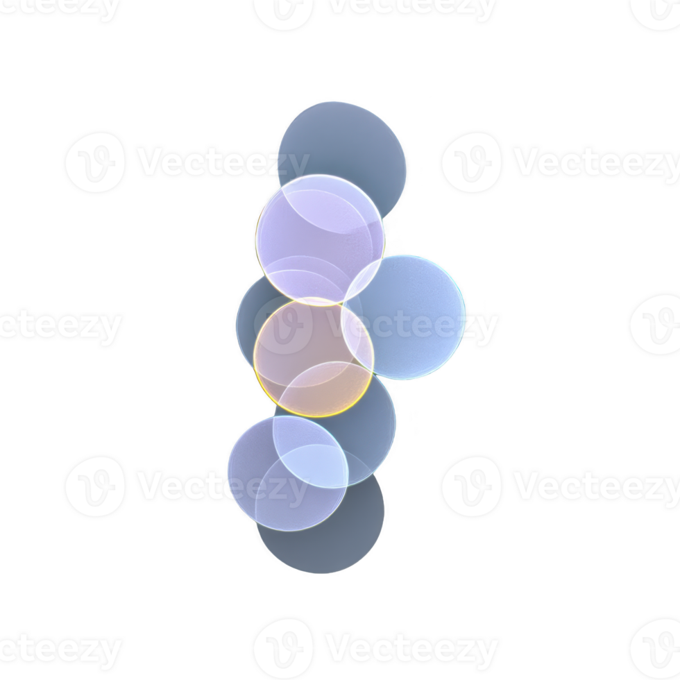 Series of overlapping translucent circles in soft pastel colors, including blue, purple, and yellow, create abstract and calming design on transparency background png
