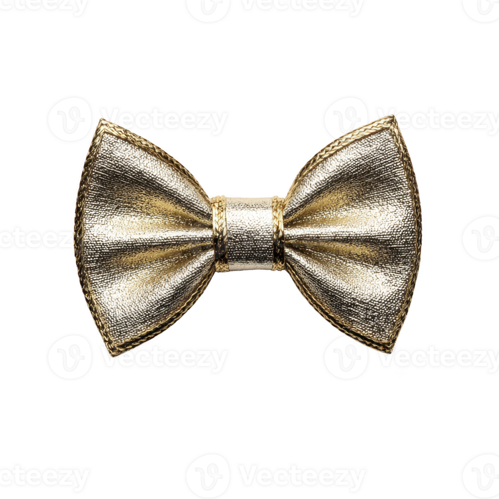 Shiny gold bow tie with metallic finish, perfect for formal occasions or adding touch of elegance to outfit. bow tie luxurious texture and color make it standout accessory png