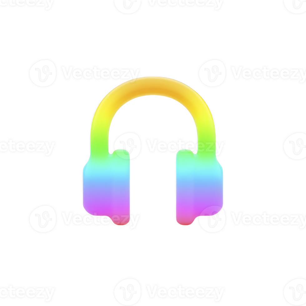 Colorful gradient headphones icon with vibrant rainbow design, symbolizing music and audio enjoyment. bright hues create lively and modern aesthetic, perfect for digital media png