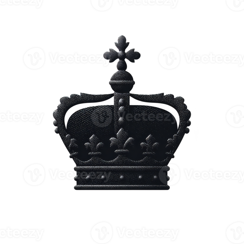 Black crown with intricate detailing and cross on top symbolizes royalty and elegance. design is simple yet regal, evoking sense of authority and tradition png