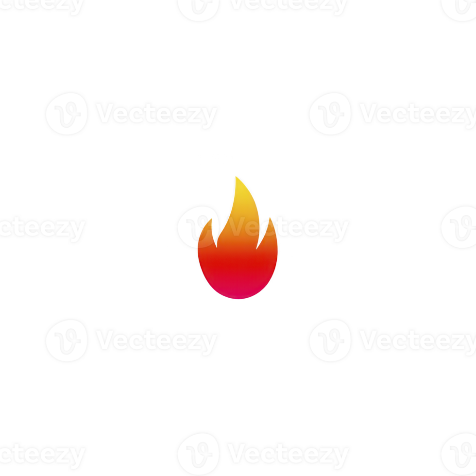 Vibrant flame icon with gradient of orange to red, symbolizing heat or energy, set against plain background. This simple yet striking design conveys warmth and intensity png