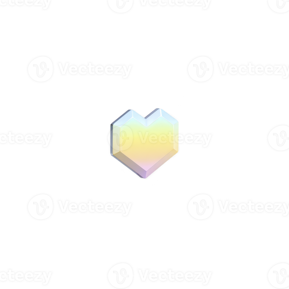 Pastel gradient heart icon with glossy finish, featuring soft hues of yellow and pink, set against transparent background. design is simple and modern, evoking sense of warmth and affection png
