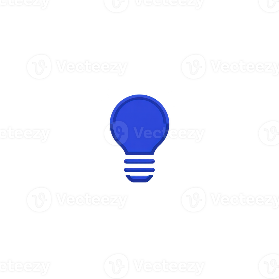 Blue light bulb icon on transparent background, symbolizing ideas and innovation. simple design is suitable for digital and print media, conveying creativity and inspiration png