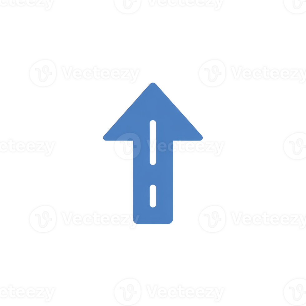 Blue upward arrow icon with minimalist design, symbolizing direction or progress. arrow is centered on plain background, conveying sense of simplicity and clarity png