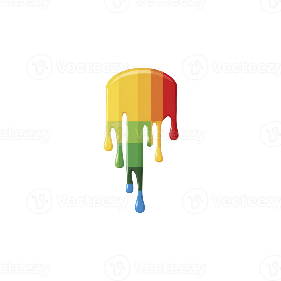 Colorful, dripping jellyfish illustration features vibrant shades of red, orange, yellow, green, and blue, creating dynamic and artistic effect png