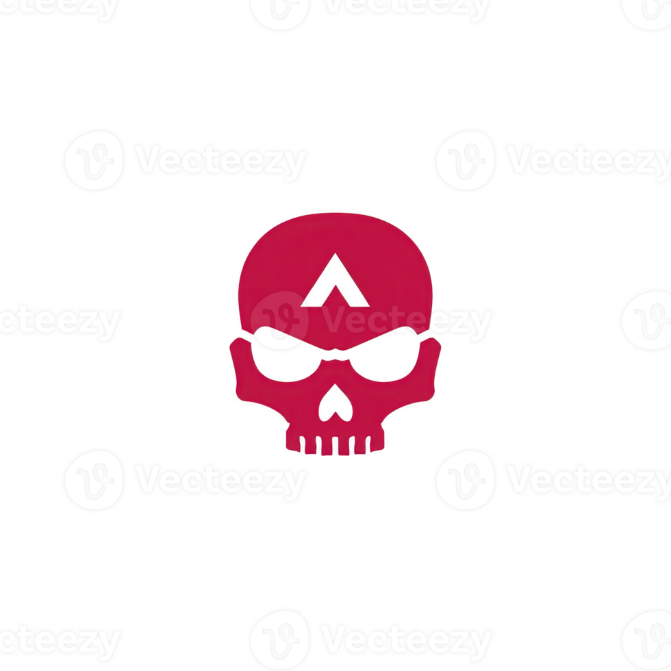 Red skull with stylized letter on forehead, set against transparency background, conveys bold and edgy design png