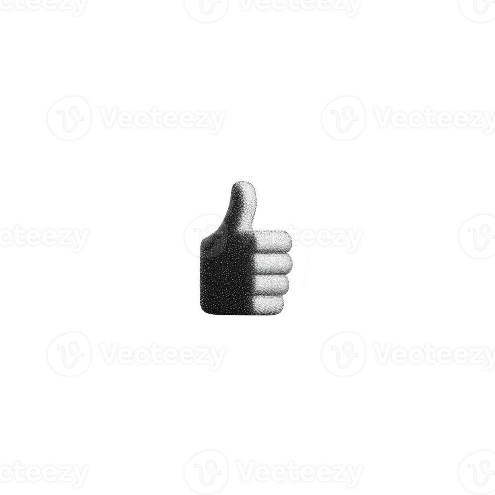 Black and white thumbs up icon is centered on plain transparency background, symbolizing approval or agreement. minimalist design emphasizes simplicity and clarity png