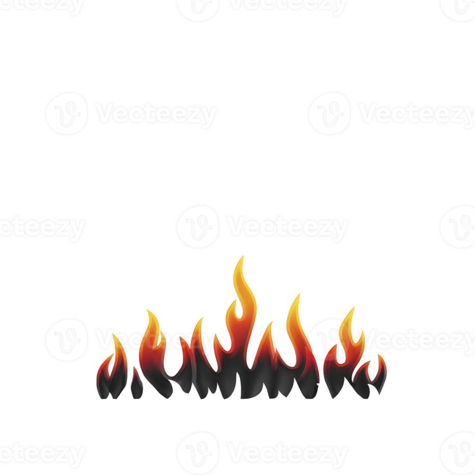 Row of stylized flames with vibrant orange and yellow hues creates dynamic and energetic visual. flames are set against transparent background, allowing for versatile use in various designs png