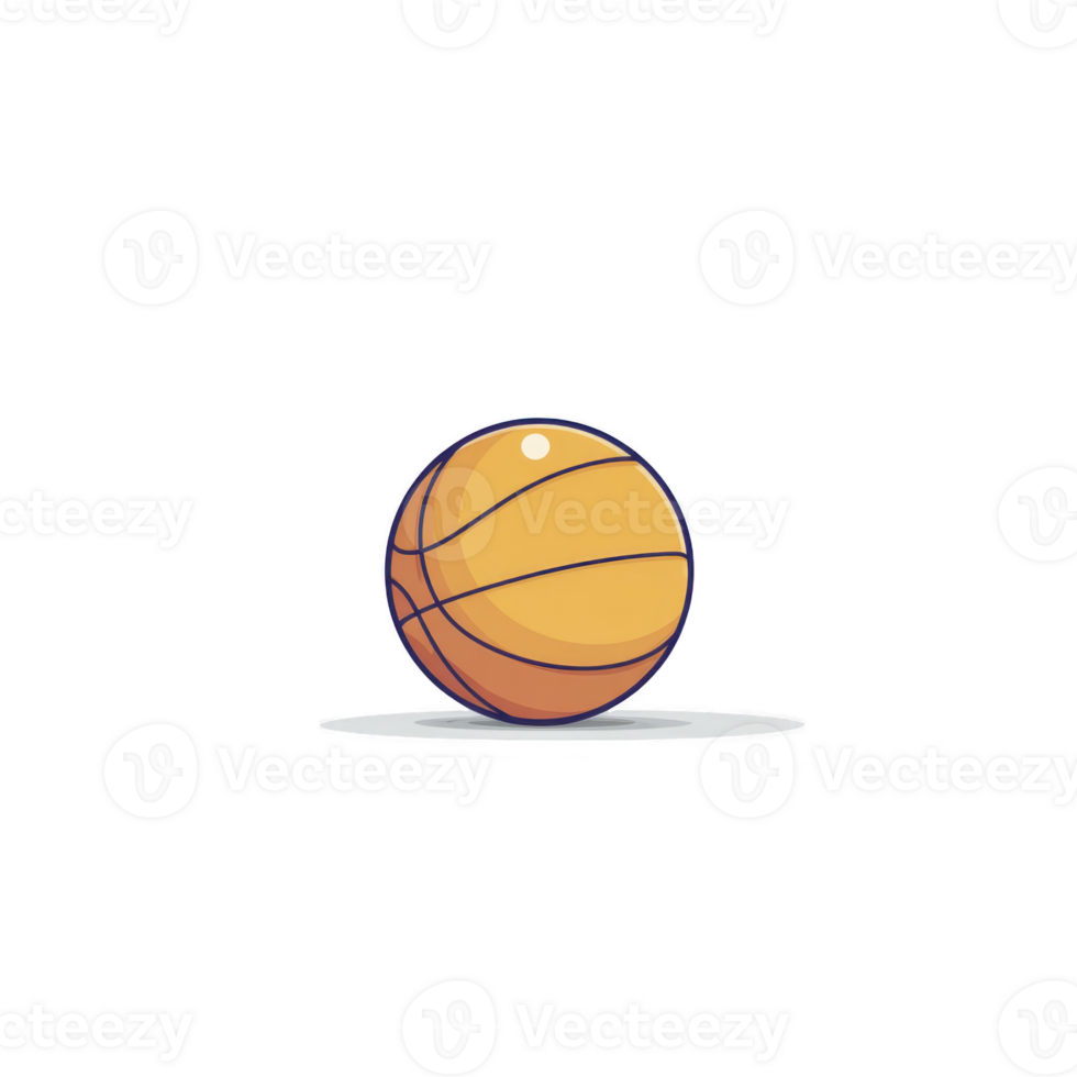 Vibrant illustration of basketball with shadow beneath it, set against plain background, conveying sense of motion and energy png
