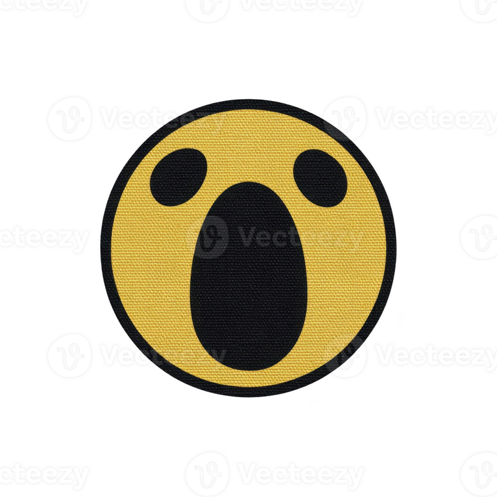 Yellow emoji with surprised expression features wide open mouth and large eyes, conveying shock or amazement. simple design is set against plain background png