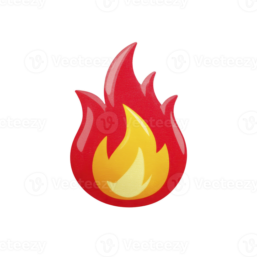 Vibrant flame icon with red and yellow hues, symbolizing heat and energy. stylized design conveys sense of warmth and intensity, often associated with fire or passion png