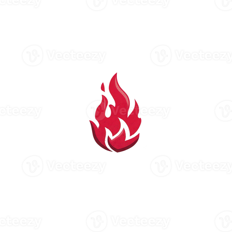 Vibrant red flame icon with stylized design, symbolizing energy and passion. flame is set against plain background, emphasizing its bold and dynamic shape png