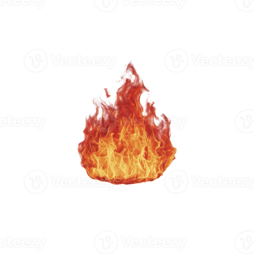 Vibrant illustration of blazing fire with bright orange and yellow flames against transparent background, symbolizing heat and energy png
