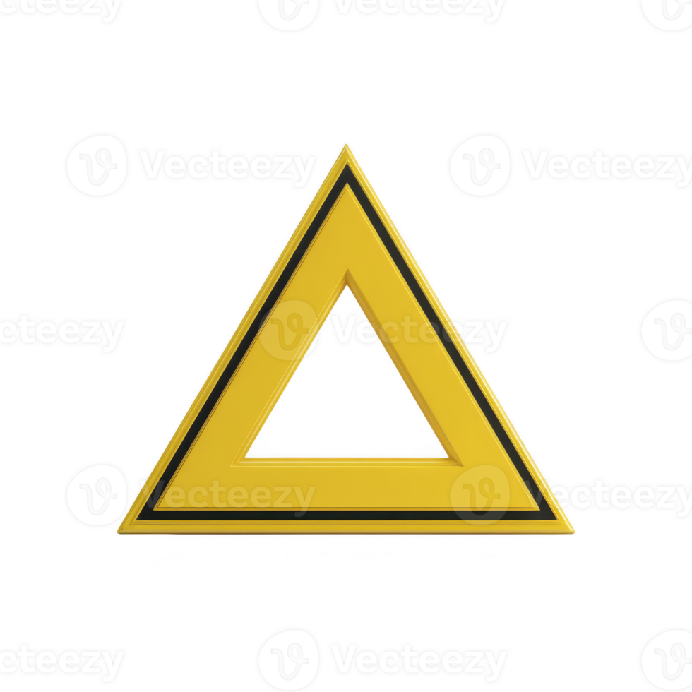 Yellow triangular warning sign with black border, symbolizing caution or alert. design is simple and clear, often used for safety notifications or hazard warnings png