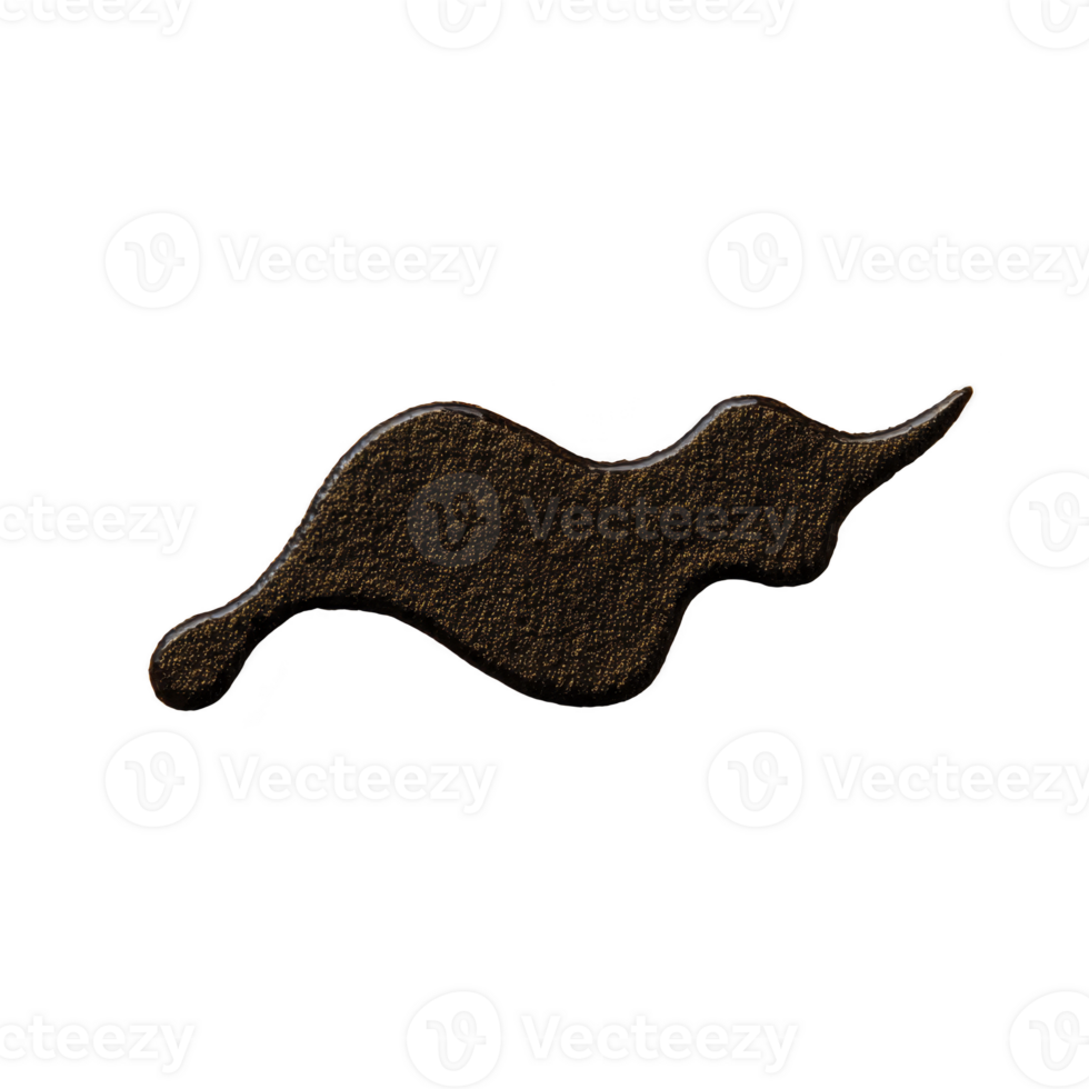 Splash of dark liquid with abstract shape, resembling fluid spill or stain, isolated on transparent background. texture appears glossy and smooth, suggesting wet or oily substance png