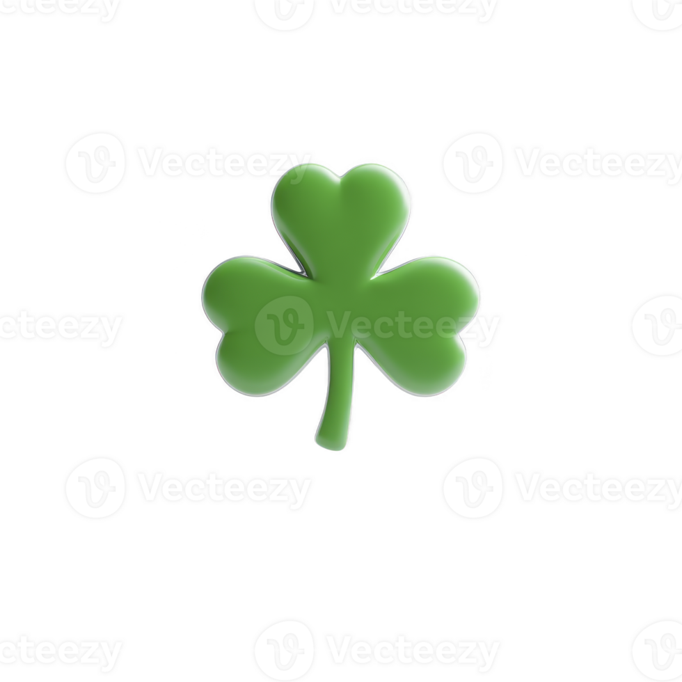 Vibrant green shamrock with three heart shaped leaves symbolizes luck and is often associated with Irish culture and St. Patrick Day celebrations png