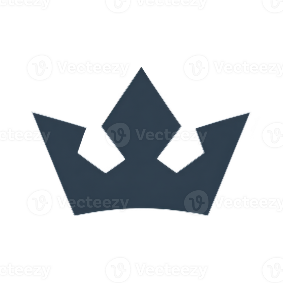 Dark blue crown icon with minimalist design, featuring sharp angles and modern aesthetic. crown symbolizes royalty, power, and elegance, suitable for branding or design purposes png