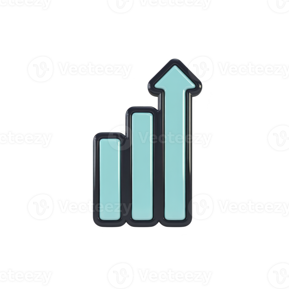 Blue bar chart icon with upward arrow symbolizes growth and progress, often used in business and finance contexts to represent increasing trends or success png
