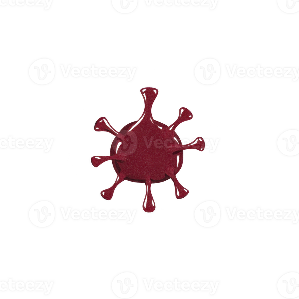 Red 3D model of virus with spike like protrusions, isolated on transparency background, symbolizing health and science png