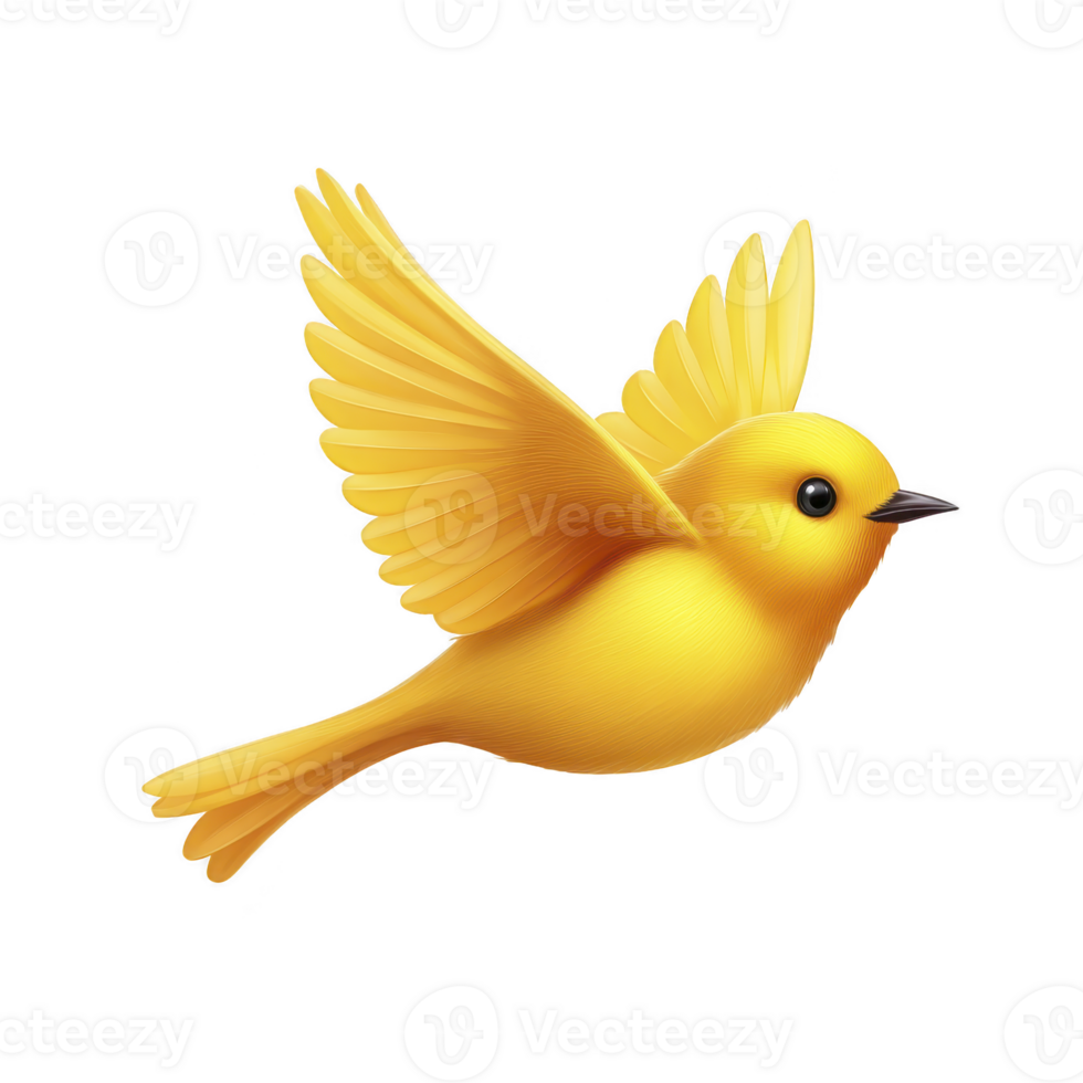 Vibrant yellow bird with outstretched wings is depicted in digital illustration, showcasing sense of freedom and joy. bird smooth feathers and bright color create lively and cheerful image png