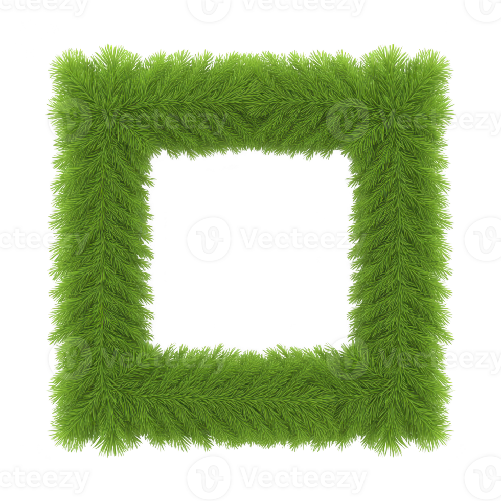 Square frame made of lush green grass with black center, creating natural and vibrant appearance. texture is dense and fluffy, resembling patch of healthy lawn png