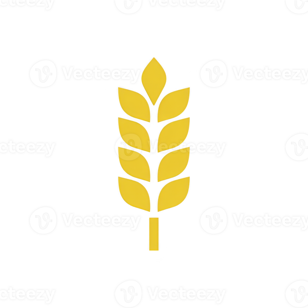 Stylized yellow wheat icon with black outline, symbolizing agriculture and harvest. simple design features vertical arrangement of leaves, conveying growth and abundance png
