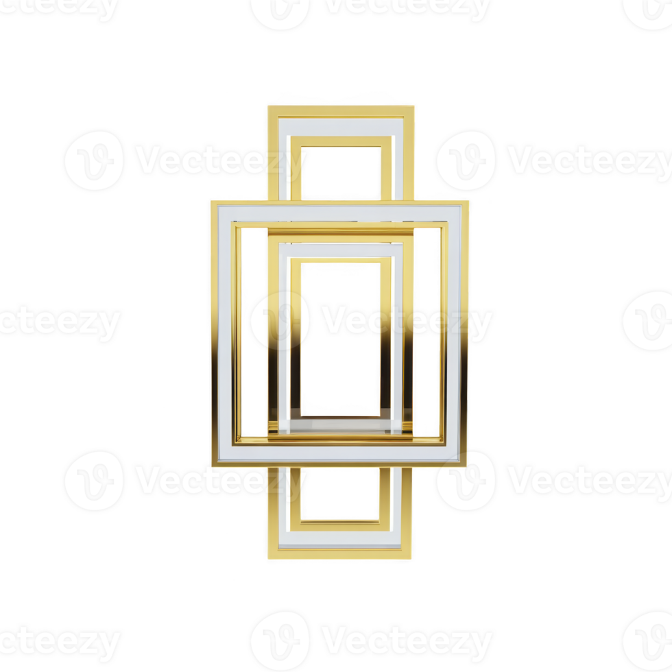 Geometric design featuring interlocking gold and silver rectangles creates modern and elegant abstract pattern. metallic finish adds luxurious touch to minimalist style png